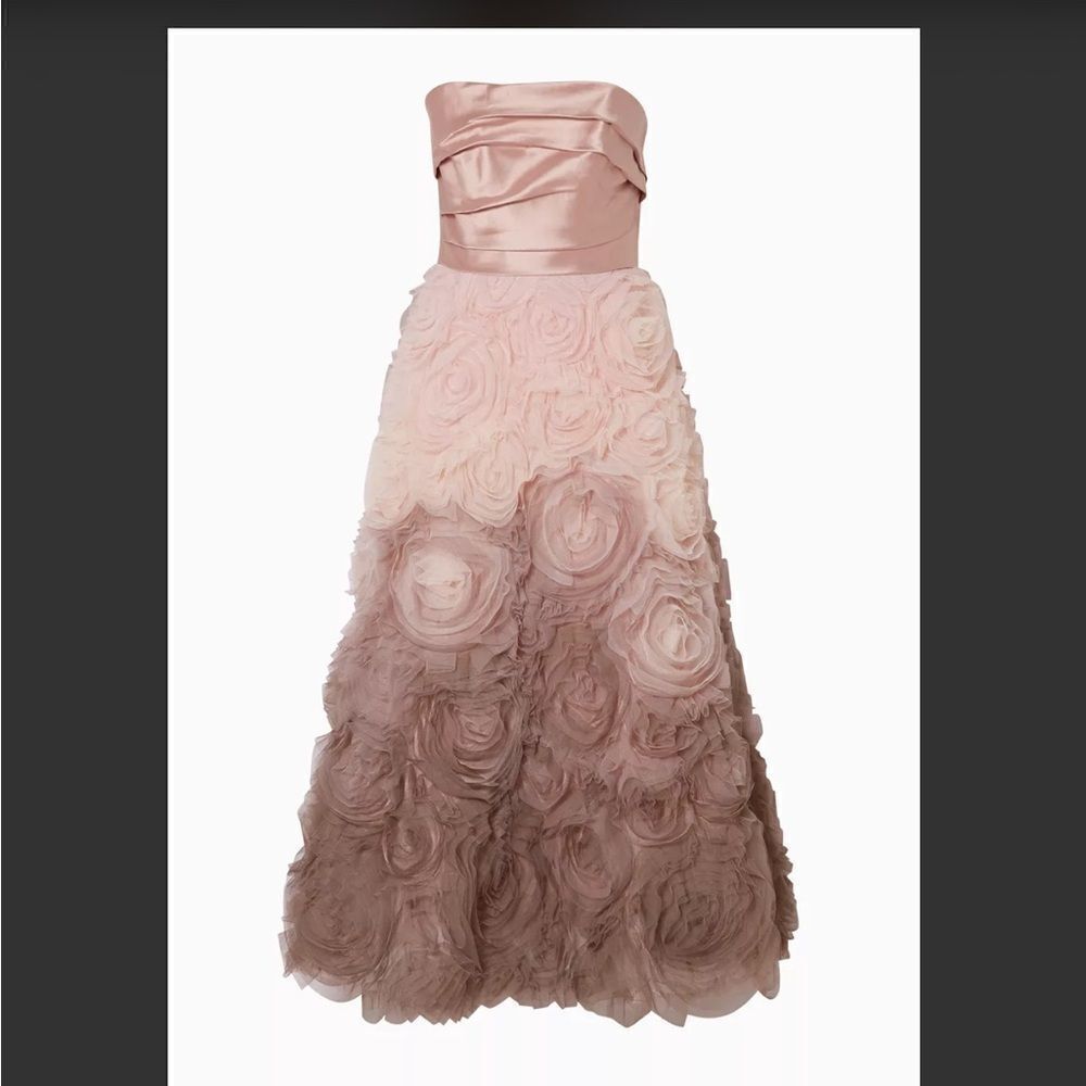 Marchesa Notte Ombre pink strapless gown tulle ballerina rosette dress plus size